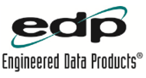 A black logo reading edp, Engineered Data Products, with a green swirl moving around the letters.